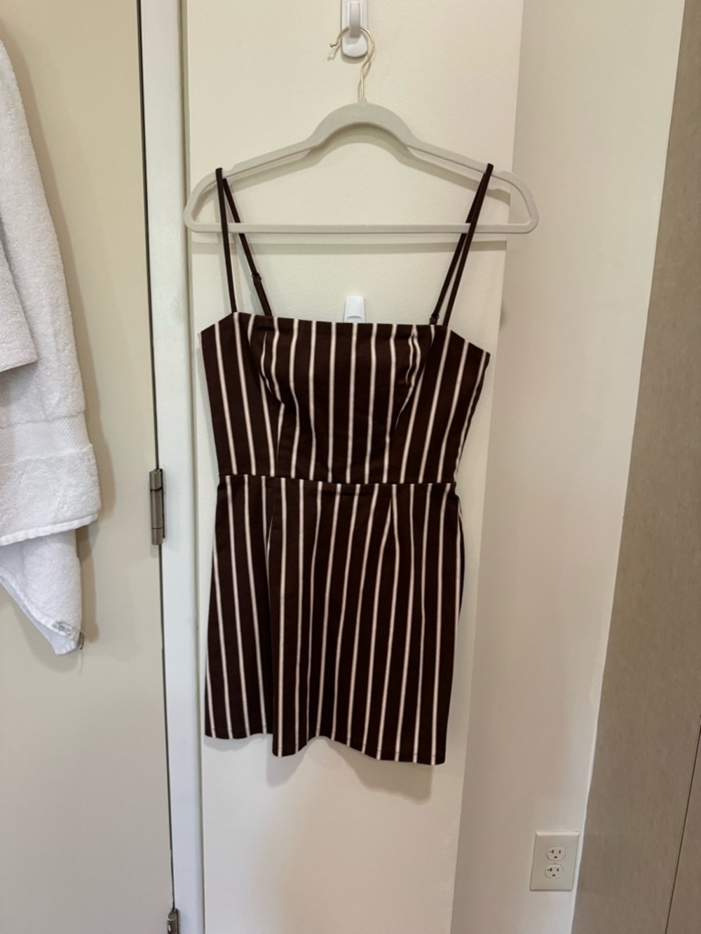 Reformation Brown and White Striped Mini Dress